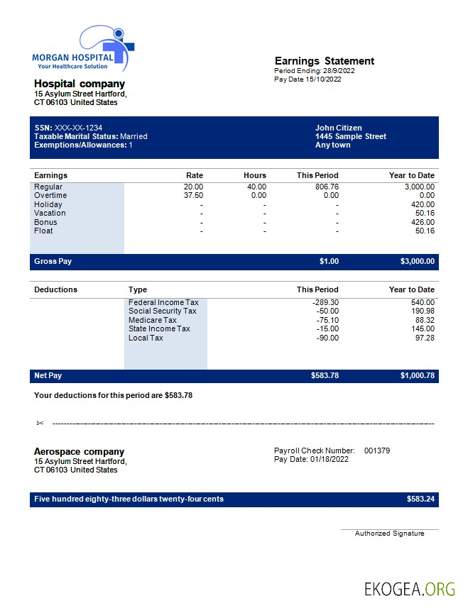 relevé de résultats de l'entreprise hospitalière aux formats Word et PDF